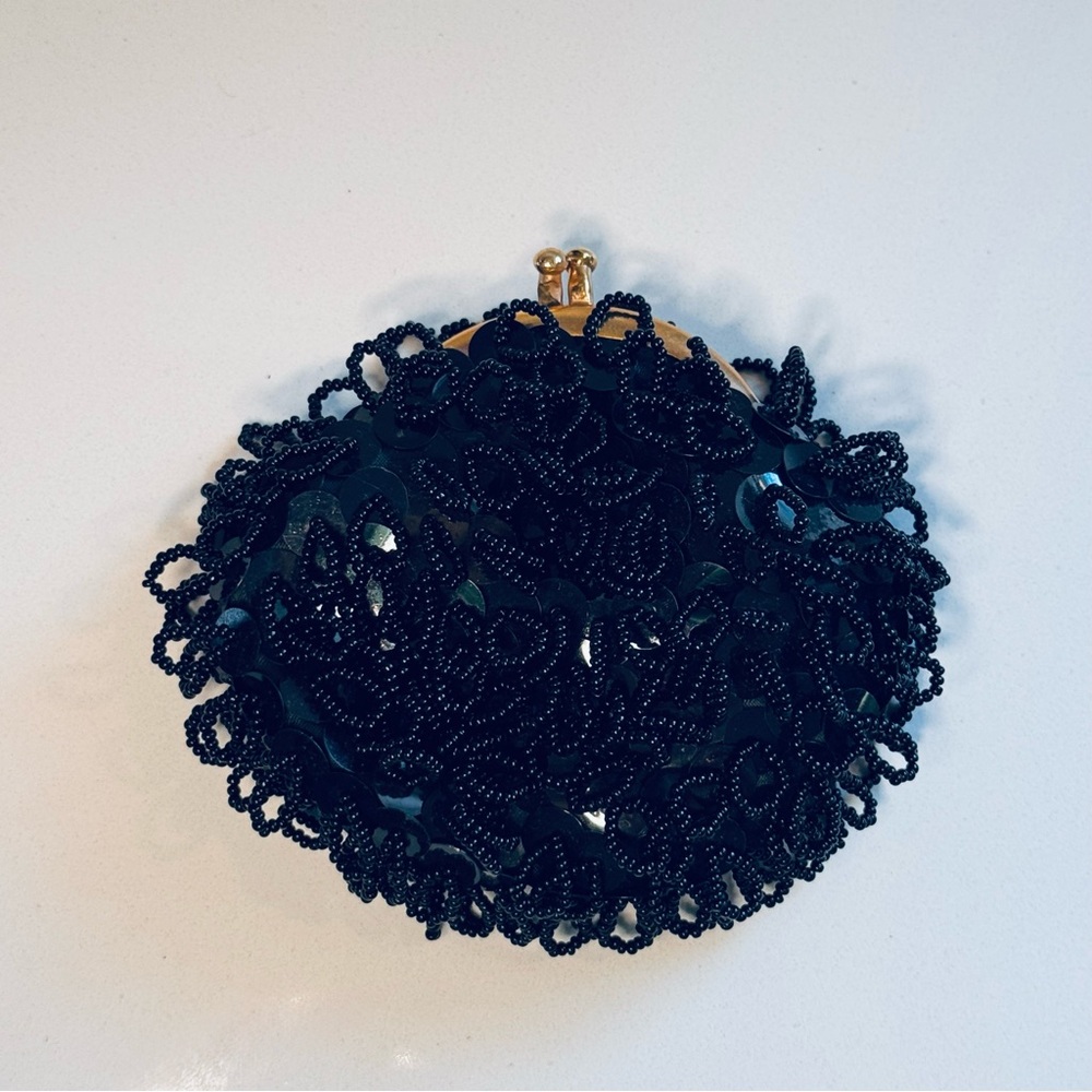 Delill (Made in Italy) Luxury Vintage Black Beaded Coin Purse